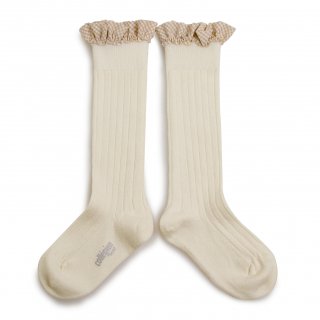 CollegienApolline Gingham Ruffle Knee High Socks - Doux Agneaux