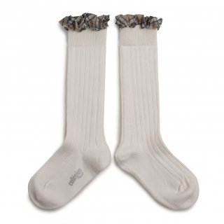 CollegienArabelle Tartan Ruffle Ribbed Knee-high Socks - Doux Agneaux
