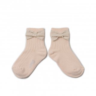 <img class='new_mark_img1' src='https://img.shop-pro.jp/img/new/icons14.gif' style='border:none;display:inline;margin:0px;padding:0px;width:auto;' />Collegien「Colette Ribbed Ankle Socks with Gingham bow - Sorbet」