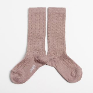 CollegienAdele Pointelle Merino Wool Knee High Socks - Vieux Rose