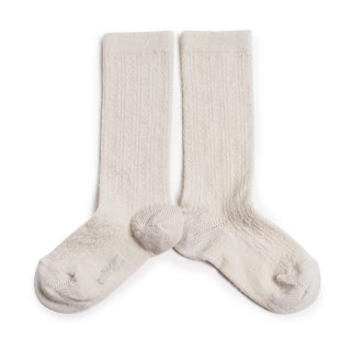 CollegienAdele Pointelle Merino Wool Knee High Socks - Doux Agneaux