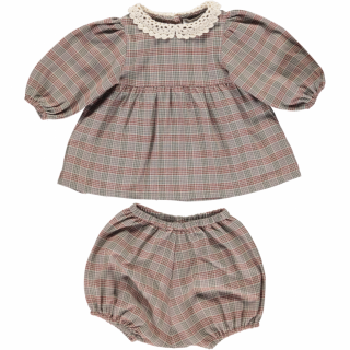 <img class='new_mark_img1' src='https://img.shop-pro.jp/img/new/icons14.gif' style='border:none;display:inline;margin:0px;padding:0px;width:auto;' />bebe organic「Eleanor Baby Set (Vintage Plaid)」2022-AW