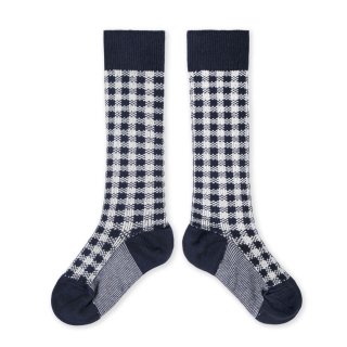 <img class='new_mark_img1' src='https://img.shop-pro.jp/img/new/icons14.gif' style='border:none;display:inline;margin:0px;padding:0px;width:auto;' />CollegienClaude Gingham Knee High Socks - Nuit Etoilée