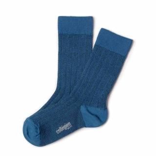 CollegienGrain de Caviar Retro Ribbed Crew Socks - Bleu Saphir