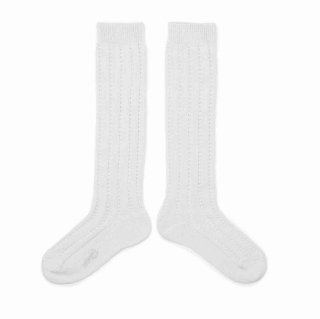 Collegien「Leonie Lightweight Openwork Knee-high Socks - Blanc Neige」