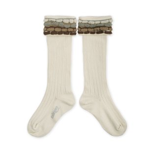 <img class='new_mark_img1' src='https://img.shop-pro.jp/img/new/icons14.gif' style='border:none;display:inline;margin:0px;padding:0px;width:auto;' />Collegien「Steph Knee High Socks with Gadroon Knit Folded Cuff - Doux Agneaux」