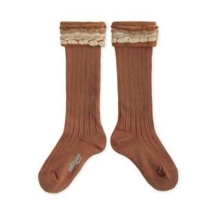 <img class='new_mark_img1' src='https://img.shop-pro.jp/img/new/icons14.gif' style='border:none;display:inline;margin:0px;padding:0px;width:auto;' />CollegienSteph Knee High Socks with Gadroon Knit Folded Cuff - Pain d'Epice