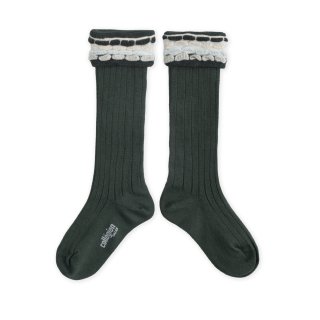 <img class='new_mark_img1' src='https://img.shop-pro.jp/img/new/icons14.gif' style='border:none;display:inline;margin:0px;padding:0px;width:auto;' />Collegien「Steph Knee High Socks with Gadroon Knit Folded Cuff - Vert Forêt」