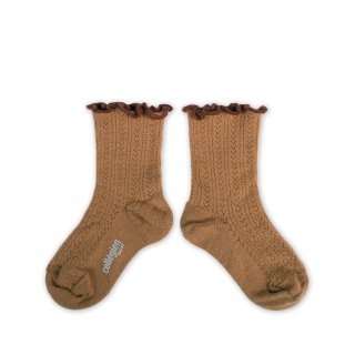 <img class='new_mark_img1' src='https://img.shop-pro.jp/img/new/icons14.gif' style='border:none;display:inline;margin:0px;padding:0px;width:auto;' />CollegienAmbre Lettuce Trim Pointelle Merino Wool Socks - Caramel