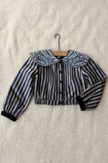 トップス Bonjour diary / CROP BLOUSE 4y BONJOUR DIARY 「Crop Shirt (Stripes Lurex)」- ny-vind