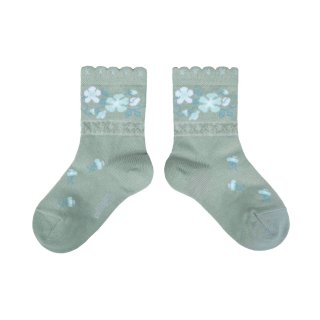 <img class='new_mark_img1' src='https://img.shop-pro.jp/img/new/icons14.gif' style='border:none;display:inline;margin:0px;padding:0px;width:auto;' />CollegienCamélia Jacquard Flower Ankle Socks - Aigue Marine