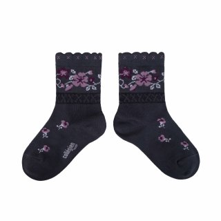 <img class='new_mark_img1' src='https://img.shop-pro.jp/img/new/icons14.gif' style='border:none;display:inline;margin:0px;padding:0px;width:auto;' />CollegienCamélia Jacquard Flower Ankle Socks - Pierre de Volvic