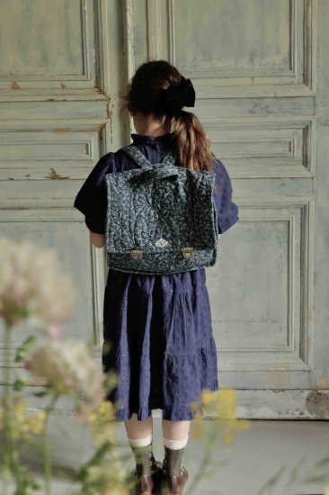 BONJOUR DIARY 「Quilted School Bag (Blue Denim Flower Print)」- ny-vind  (ニュヴィン）