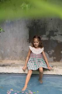<img class='new_mark_img1' src='https://img.shop-pro.jp/img/new/icons14.gif' style='border:none;display:inline;margin:0px;padding:0px;width:auto;' />BONJOUR DIARY Ibiza top + Hairclip (Pink Green Honeycomb Check)2025-SS Drop2