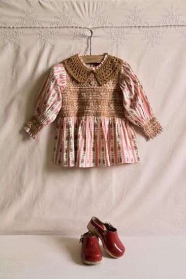 トップス Bonjour Diary HANDSMOCK BLOUSE Bonjour Diary Handsmock Blouse with Removable Crochet Collar