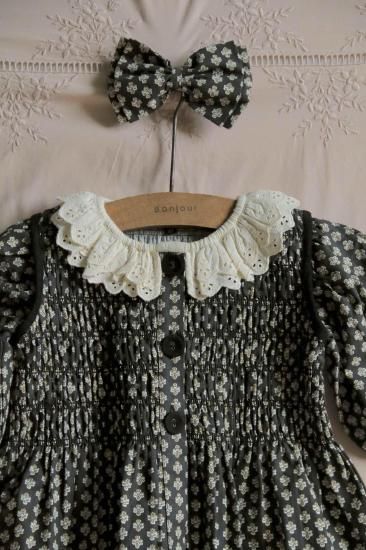 トップス Bonjour Diary Tunique velours noire 6Y Bonjour Diary Tunique with Sailor Collar (Black Denim) | Jean + Hadley