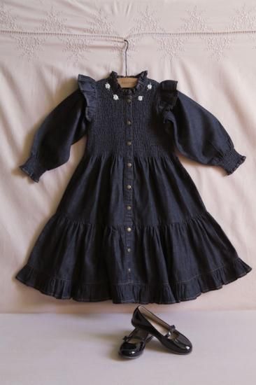 BONJOUR DIARY 「Ibiza Dress (Black Denim)」- ny-vind