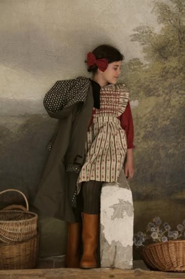 BONJOUR DIARY 「Apron Dress (Tapestry Khaki Stripe Print)」- ny