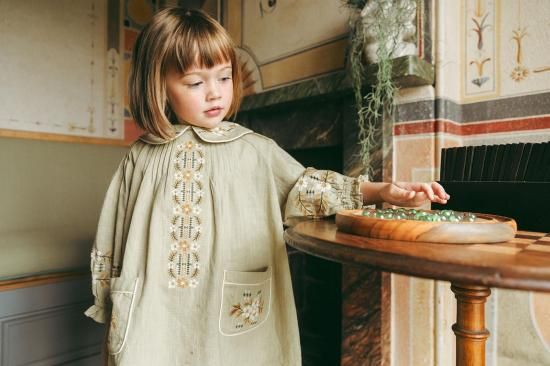 Lali Kids「Marie Dress - Faded Moss」- ny-vind (ニュヴィン）