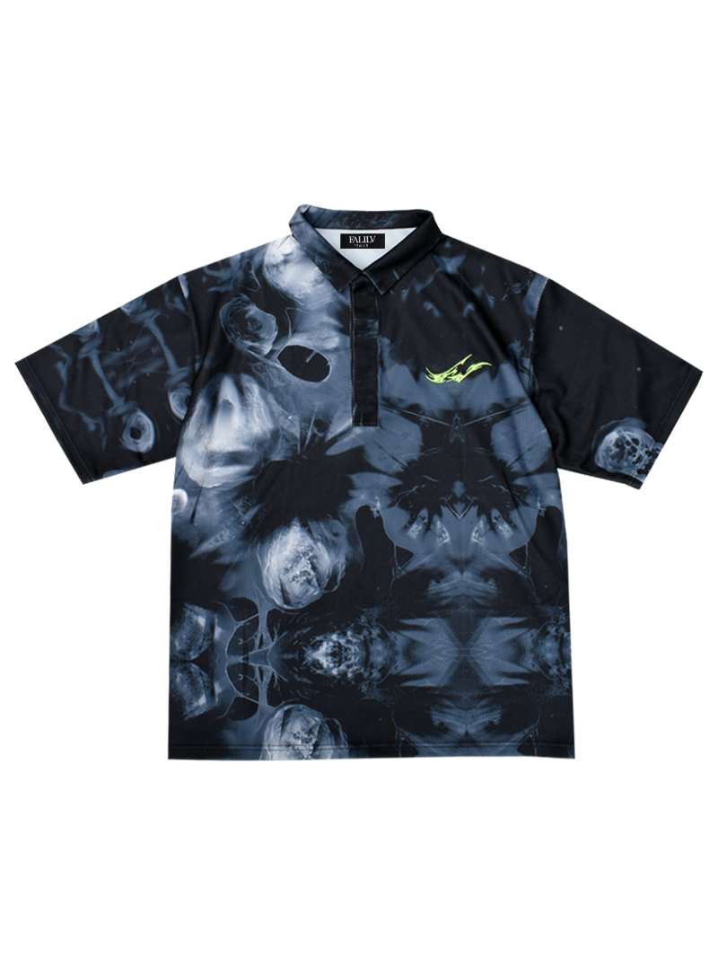 2025 SUMMER CELL GRAPHIC RELAXED POLO SHIRTS (MONOTONE)