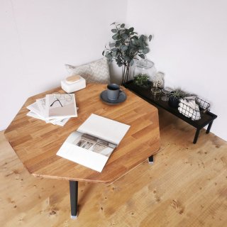 天然木の折りたたみローテーブル　【ハチカク】　90×90cm　送料無料