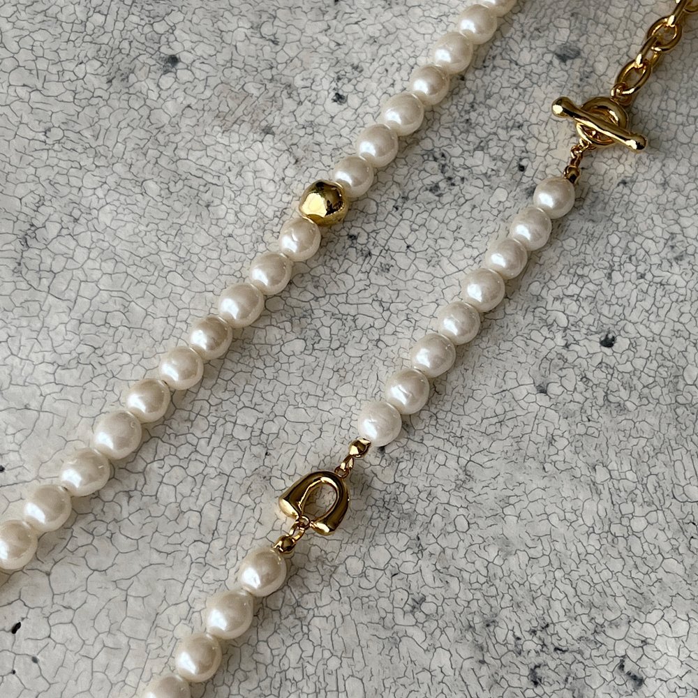 chieko+ rhythm pearl necklace シルバートップ全体25mm - ネックレス