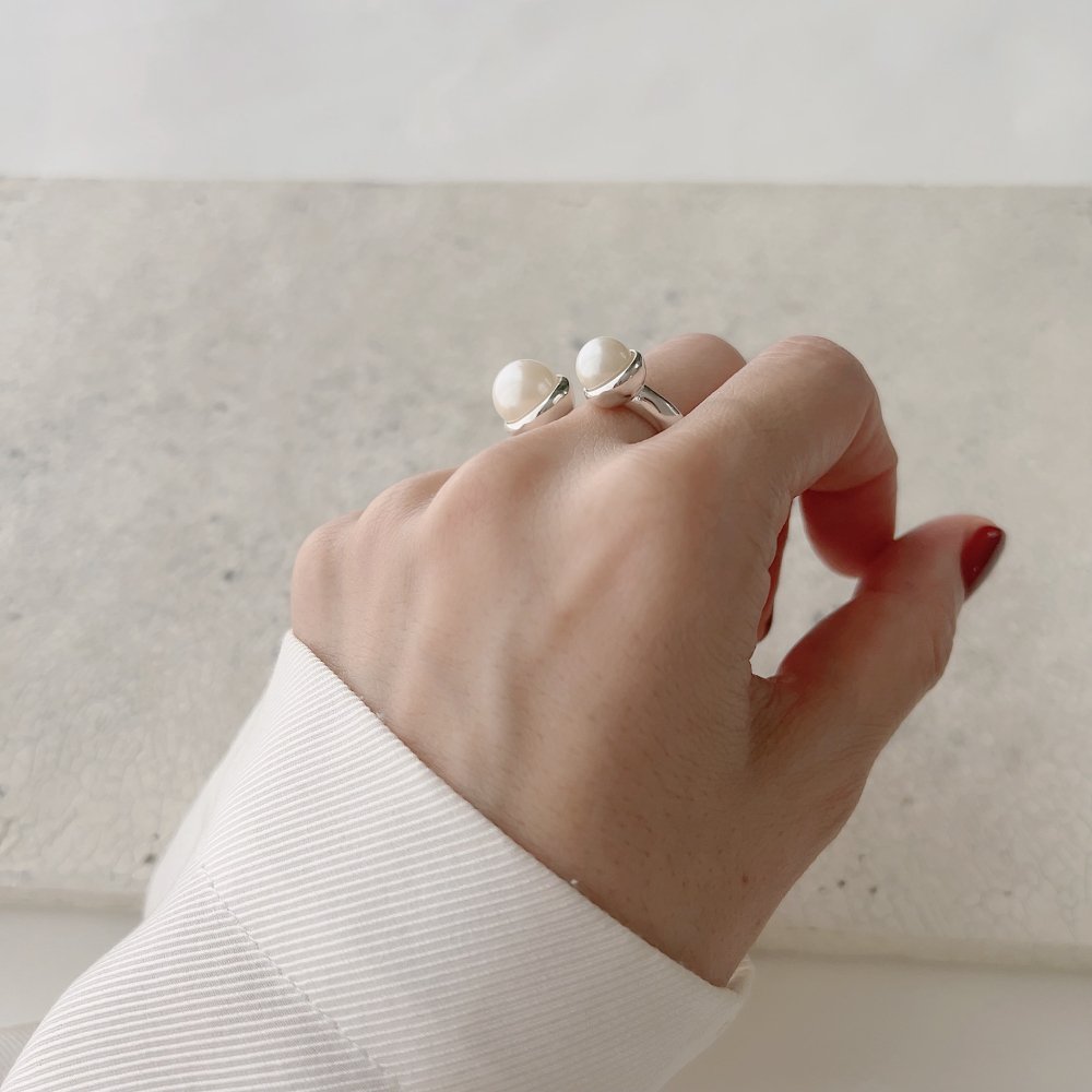 pearl combination ring † silver - CHIEKO+
