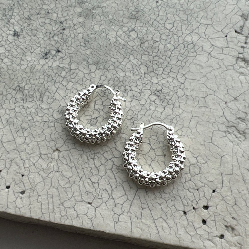 tweed pierce/earring † silver - CHIEKO+