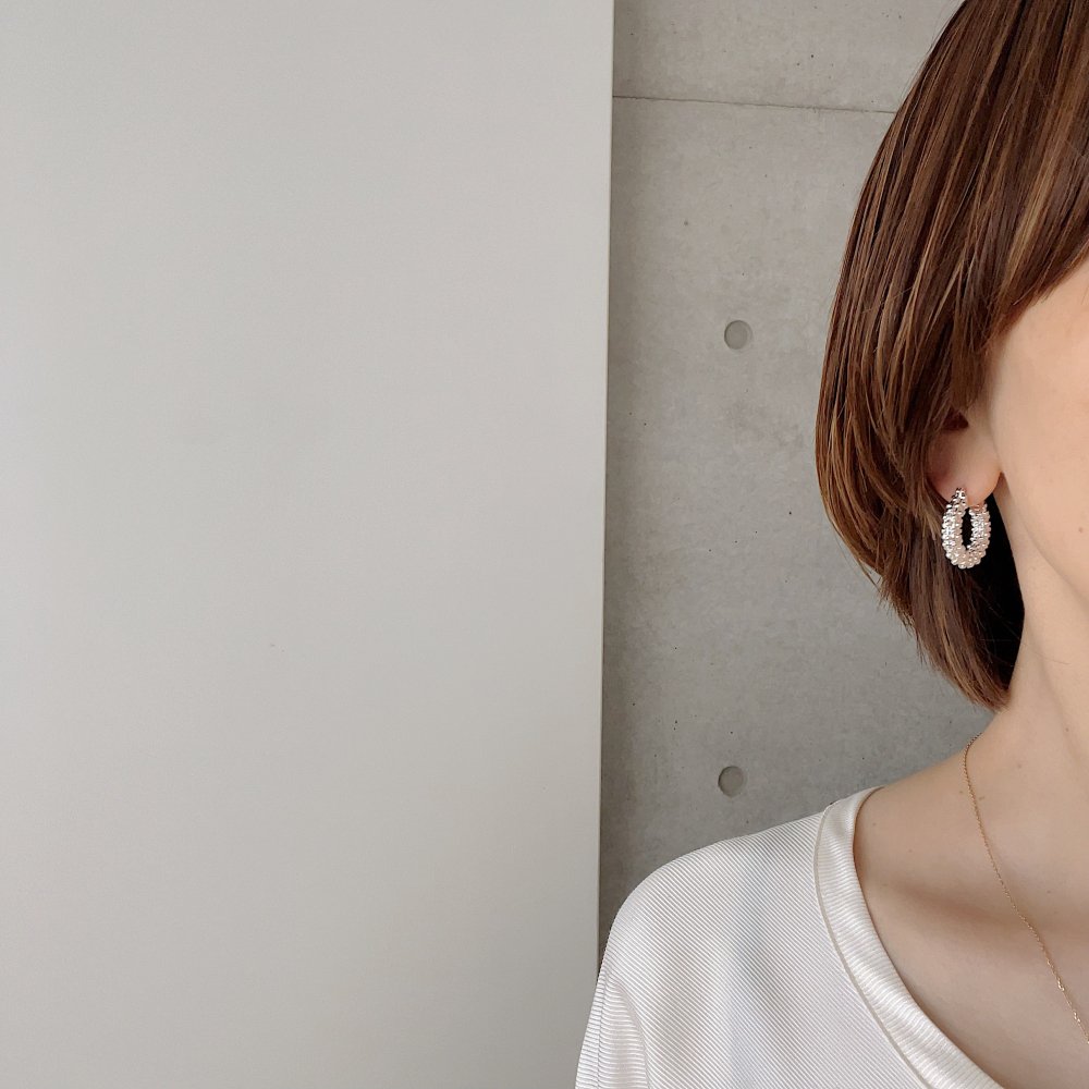 tweed pierce/earring † silver - CHIEKO+