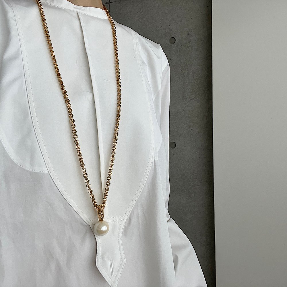 chieko+ rhythm pearl necklace シルバートップ全体25mm - ネックレス