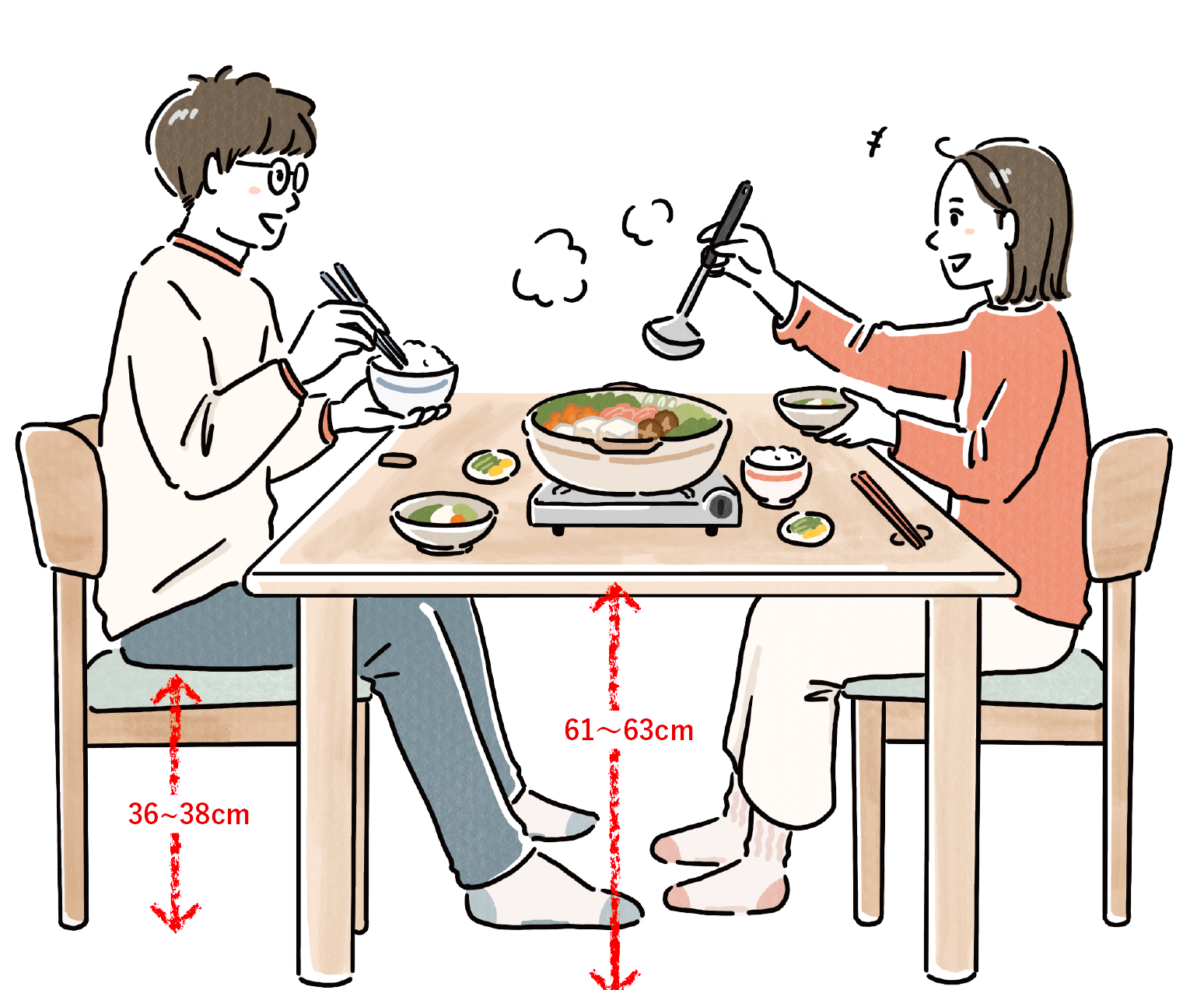 和食に適したテーブルの高さ
