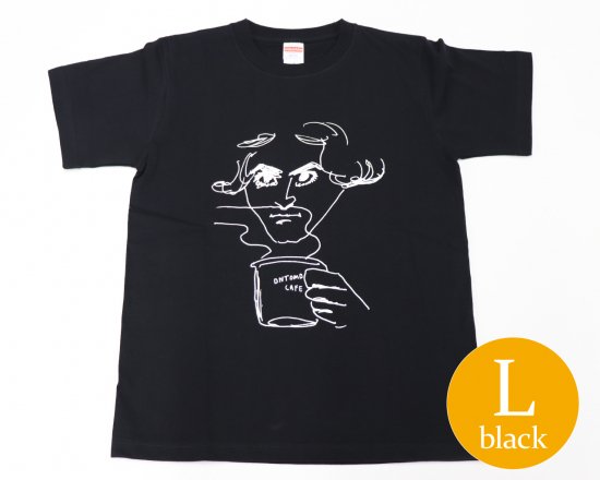 【在庫僅少】 作曲家のオマージュTシャツ（ブラック） — ベートーヴェンとコーヒー 【Lサイズ】
