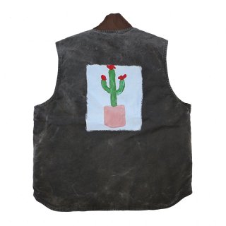 Hand Dye Cactus Painted Duck Vest