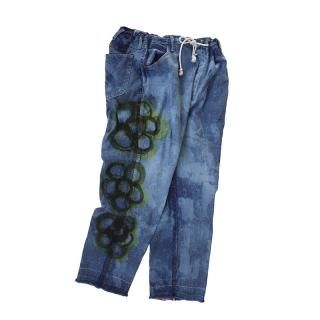 Hand Dye Custom made Flower Pattern Easy Denim PT