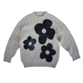 Hand Dye Flower Art Fisherman Sweater