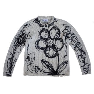 Hand Dye Flower Art Fisherman Sweater