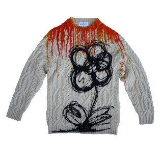 Hand Dye Flower Art Fisherman Sweater