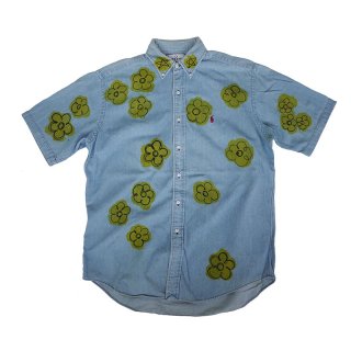 Hand Dye Flower Pattern S/S Denim BD Shirt