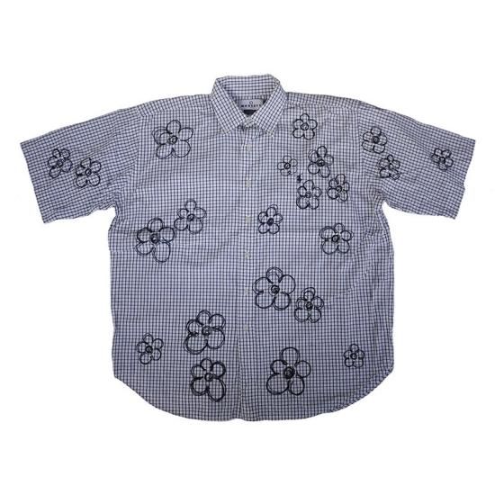 Hand Dye Flower Pattern S/S Check BD Shirt - MODESTY INDUSTRY