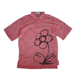 Hand Dye Flower Art S/S Polo Shirt