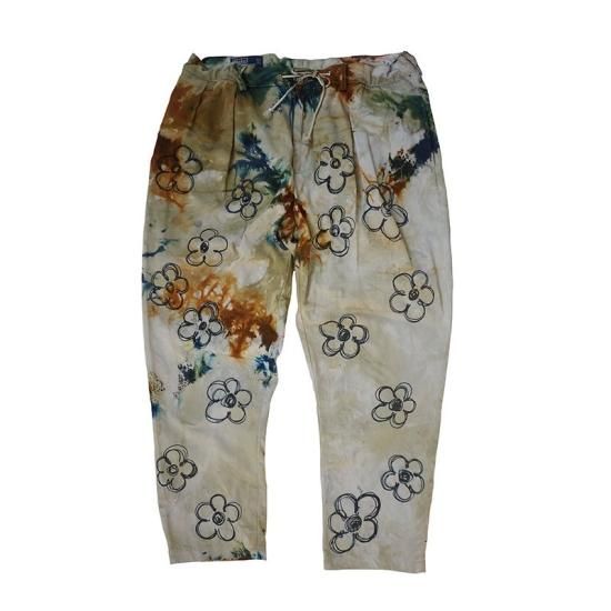 Hand Dye Custom made Flower Art Easy 2tuck Chino PT