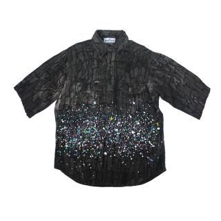 Hand Dye Cut Off Camouflage Shirt_kakishibuzome