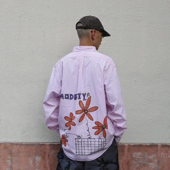 Hand Dye Flower Art Stripe BD Shirt - MODESTY INDUSTRY