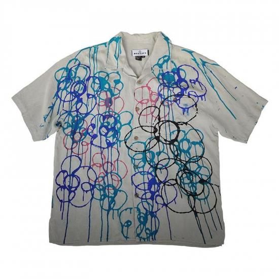 絵　染め物 Hand Dye Flower Art S/S Open Collar Silk Shirt - MODESTY