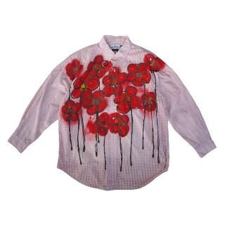 Hand Dye Flower Art L/S Check Shirt