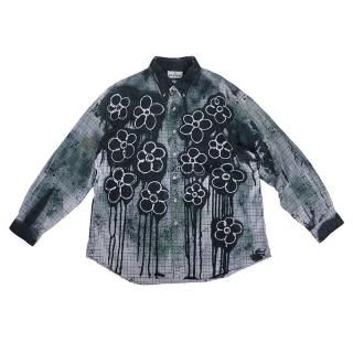 Hand Dye Flower Art Check Pattern L/S  BD Shirt
