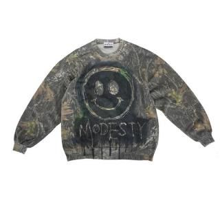 Hand Dye Smile Logo Tree Camouflage Sweatshirt