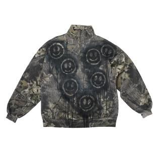 Hand Dye Smile Logo Tree Camouflage Half Zip Sweatshirt