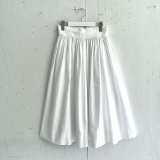 UNKNOWN (70's) Pleats Skirt<br>Euro Linen<br>White