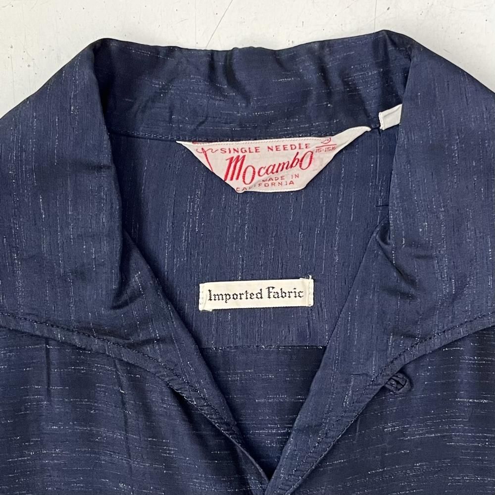 50'sレーヨンシャツ カスリ ヴィンテージ ネイビー ダメージ 50's TOWN